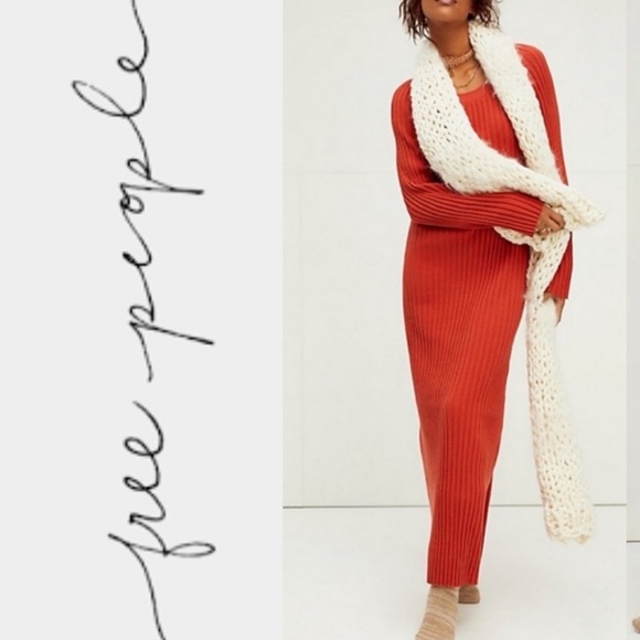 Free People Walk About Maxi Dress in Orange Rust - Picture 3 of 8